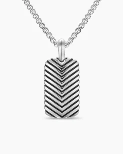 Chevron Tag Sterling Silver, 27mm