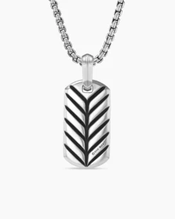 Chevron Tag Sterling Silver, 21mm