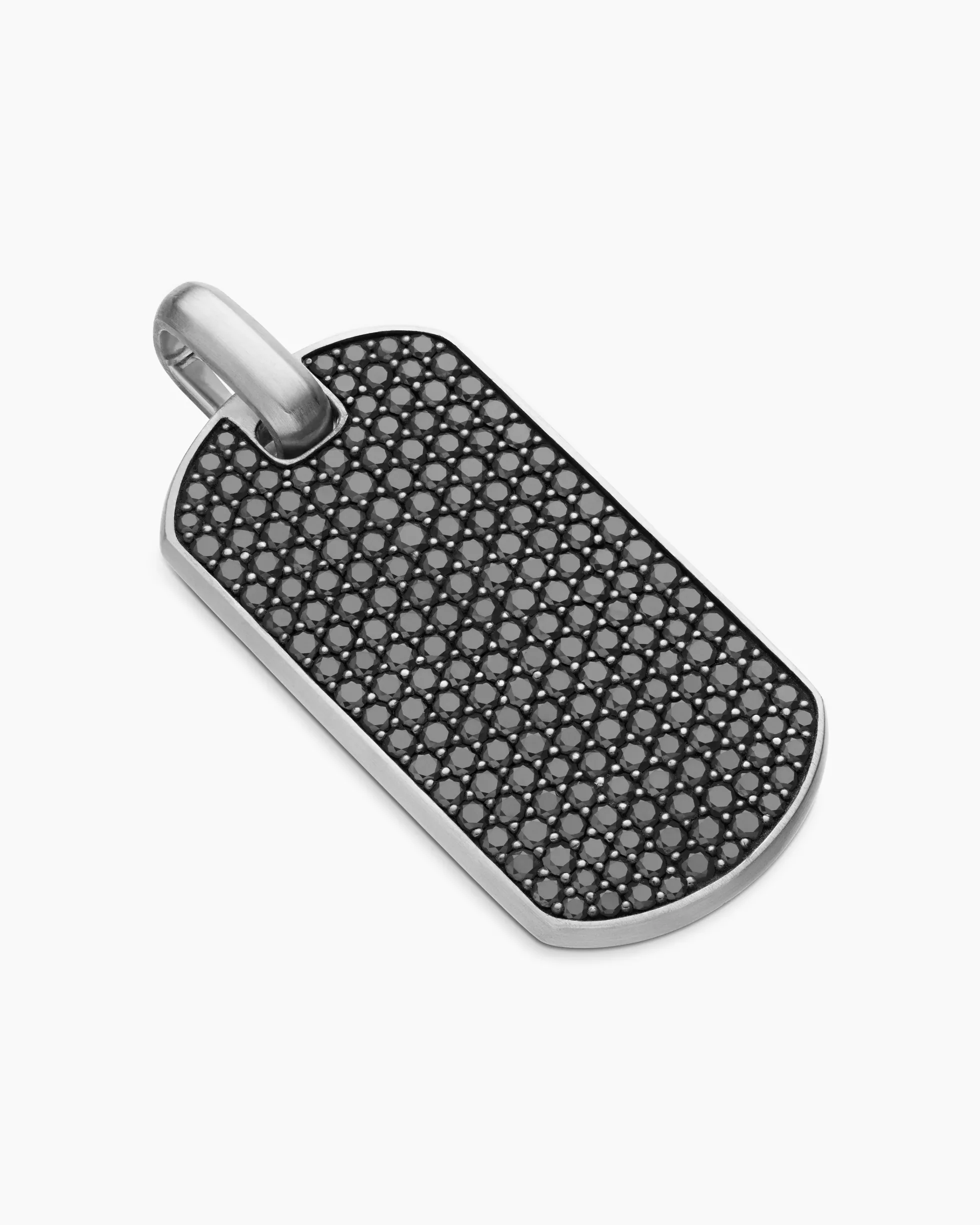 Chevron Tag Sterling Silver with Black Diamonds, 42mm