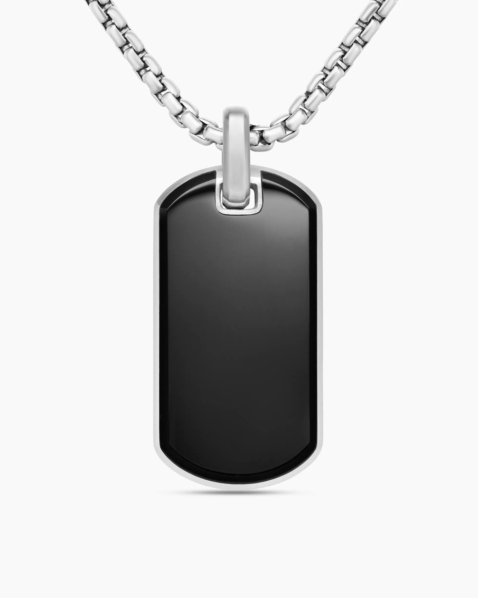 Chevron Tag Sterling Silver with Black Onyx, 35mm