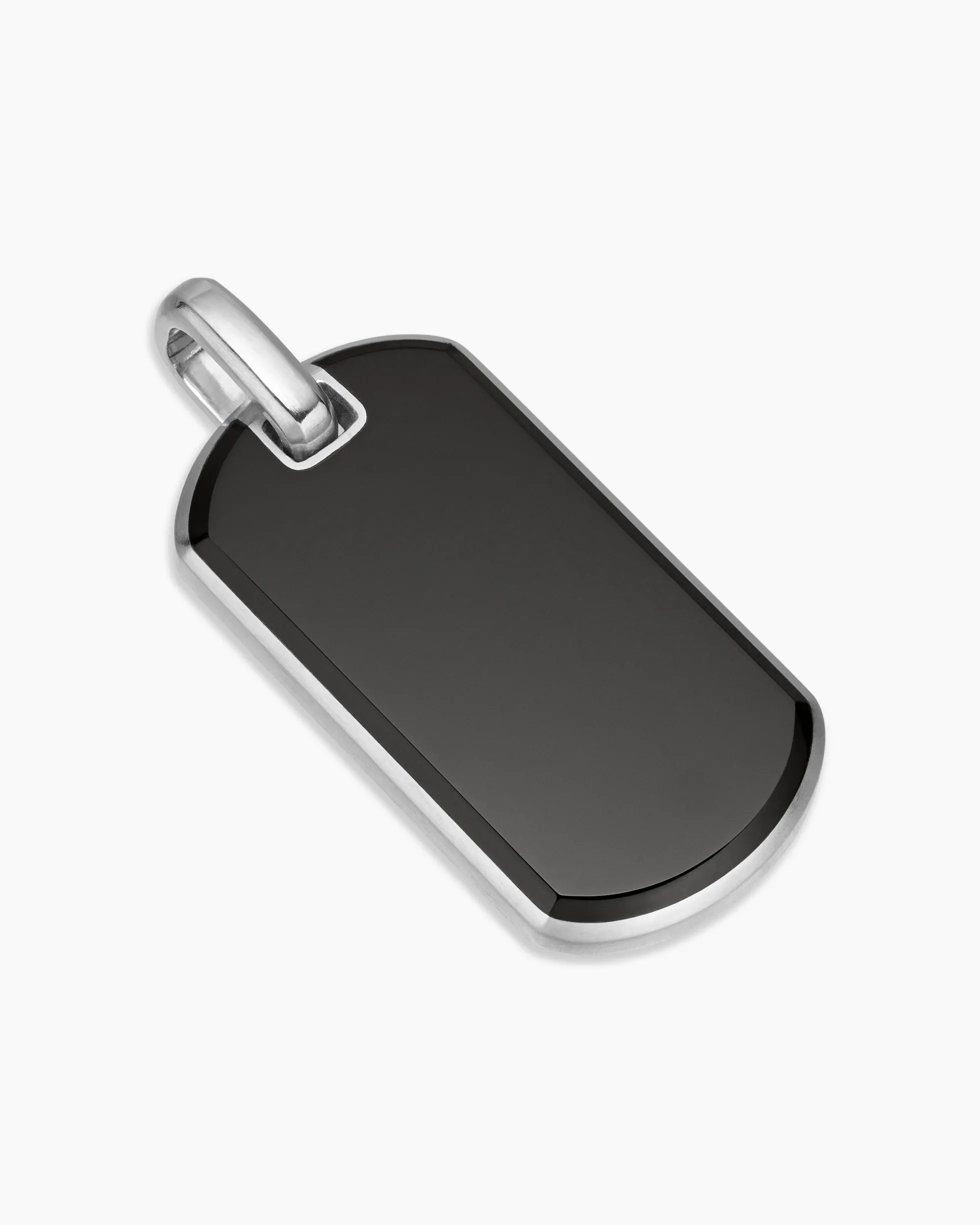 Chevron Tag Sterling Silver with Black Onyx, 35mm