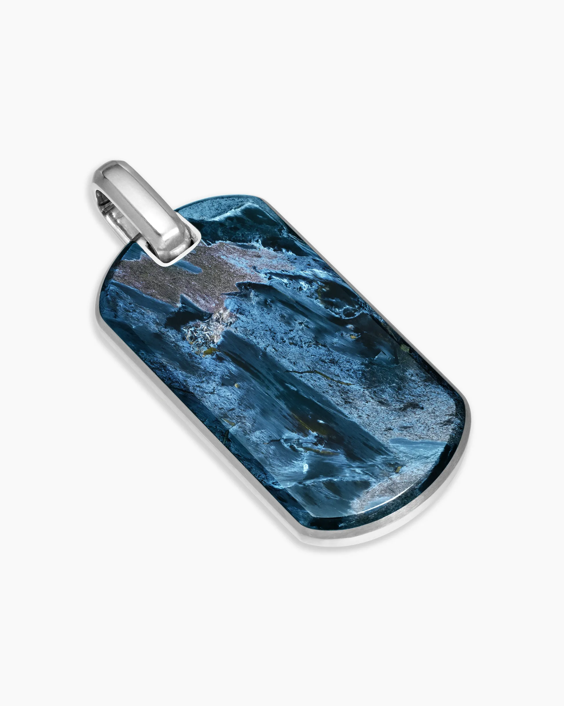 Chevron Tag Sterling Silver with Pietersite, 42mm