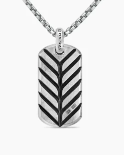 Chevron Tag Sterling Silver with Pietersite, 42mm