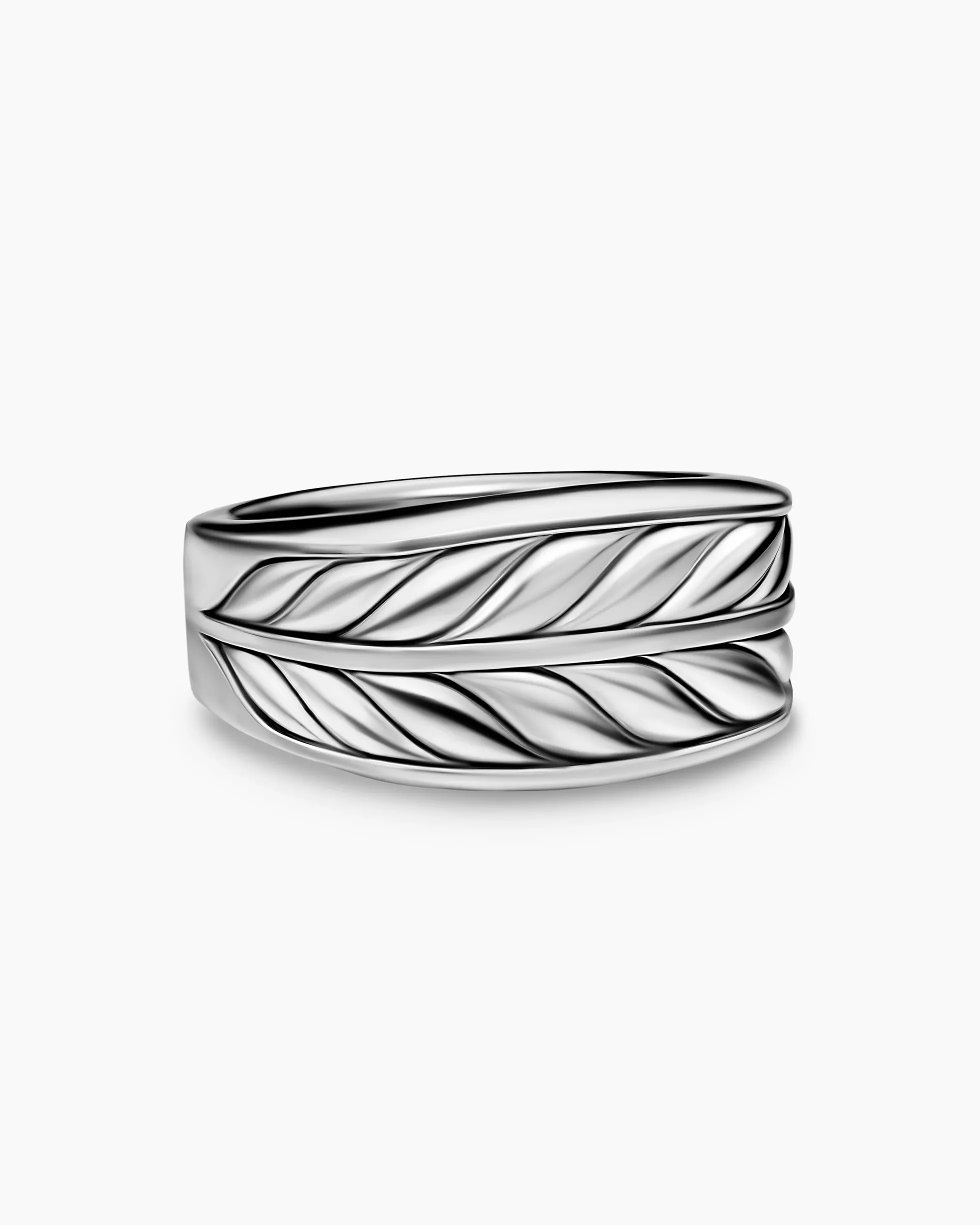 Chevron Three Sided Signet Ring Sterling Silver, 12.5mm