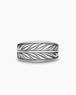 Chevron Three Sided Signet Ring Sterling Silver, 12.5mm