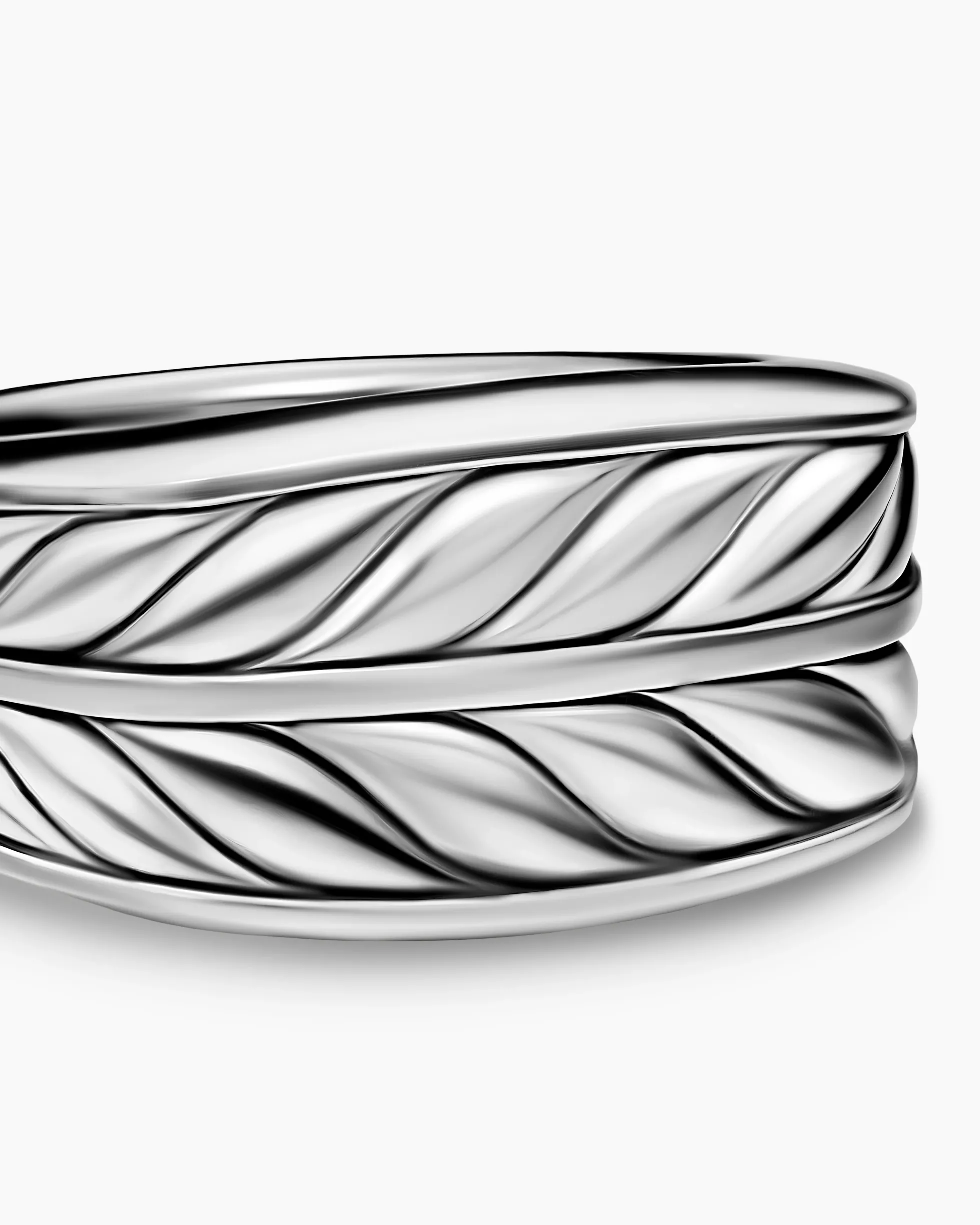 Chevron Three Sided Signet Ring Sterling Silver, 12.5mm