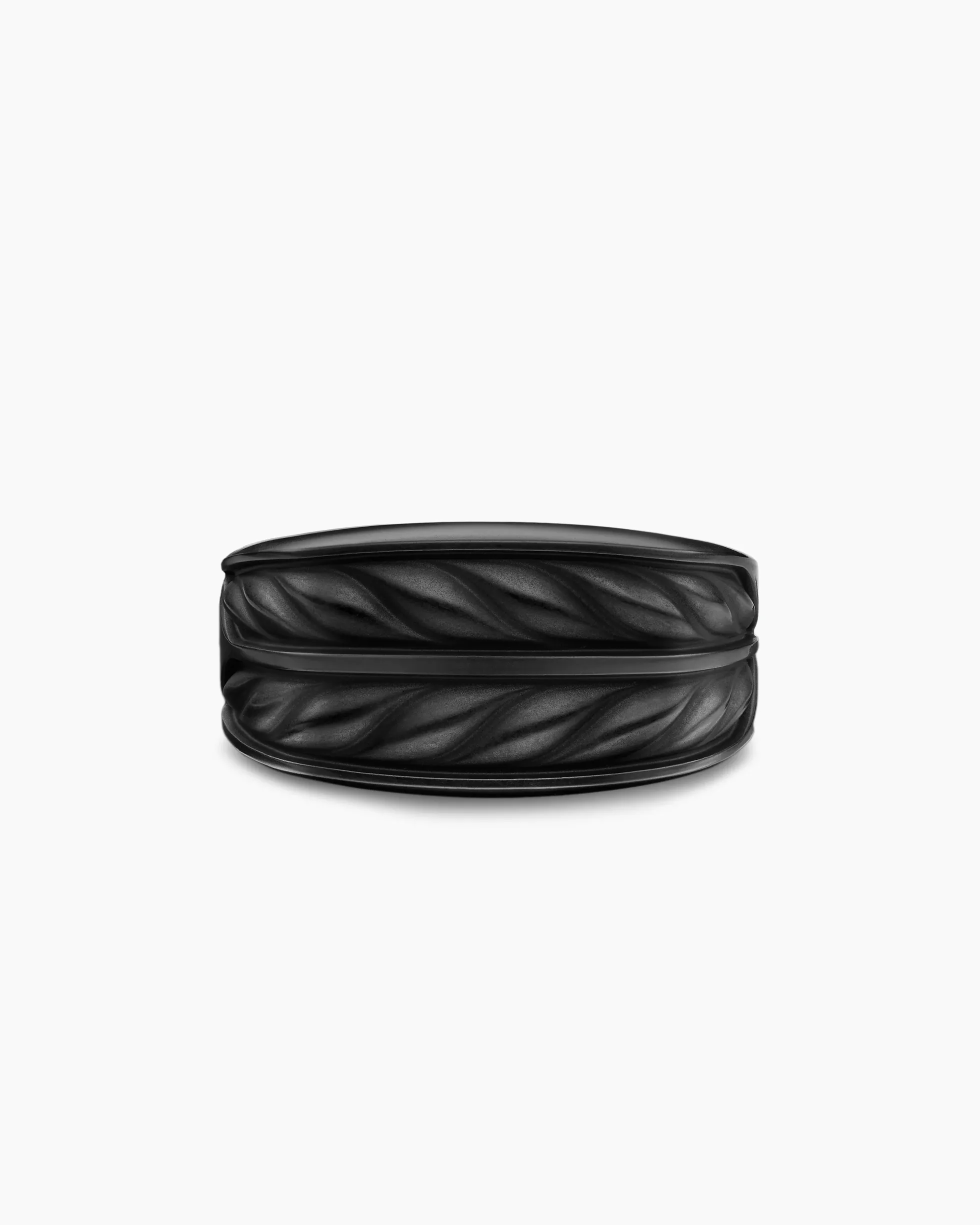 Chevron Three Sided Signet Ring Black Titanium, 12.5mm