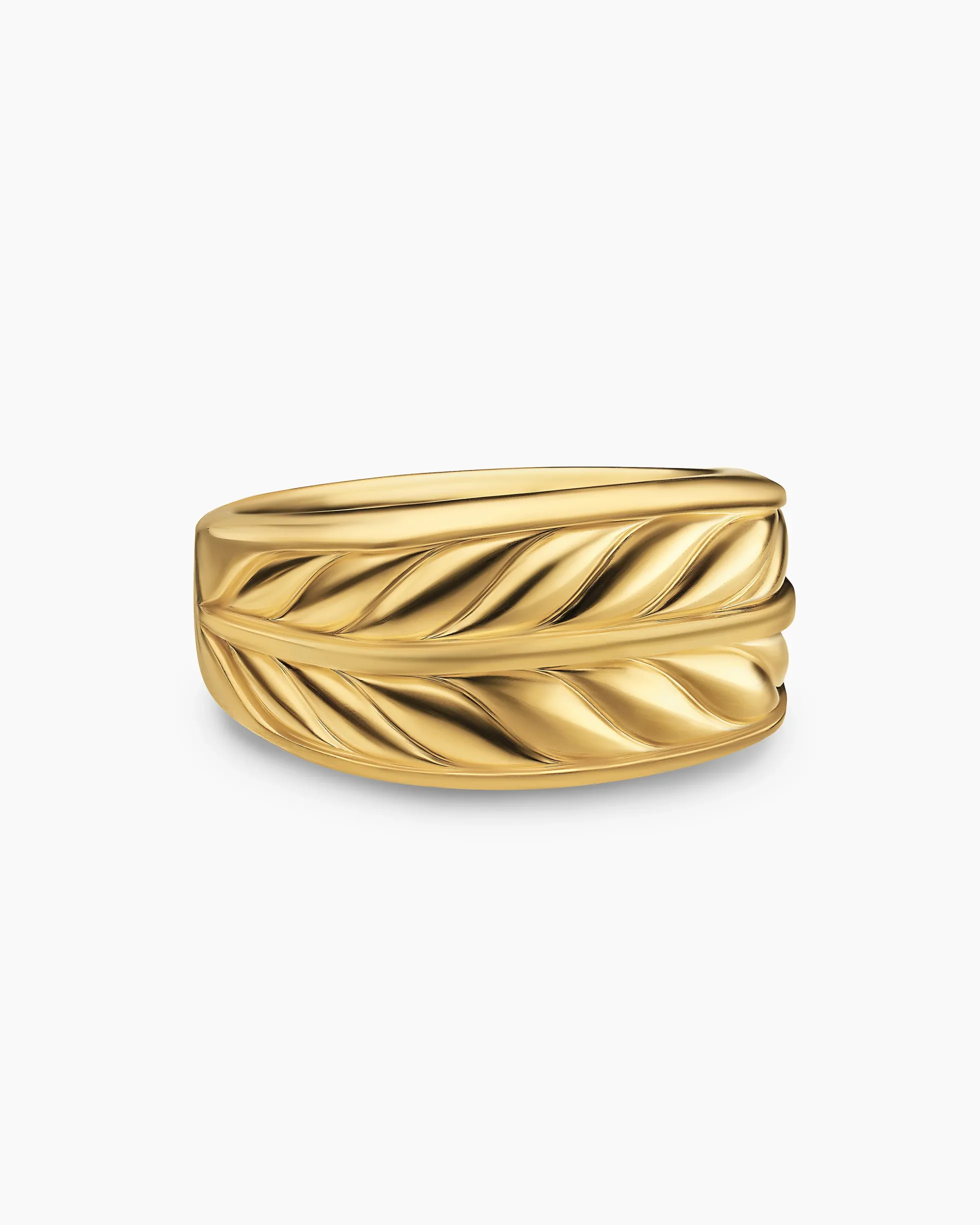 Chevron Three Sided Signet Ring 18K Yellow Gold, 12.5mm