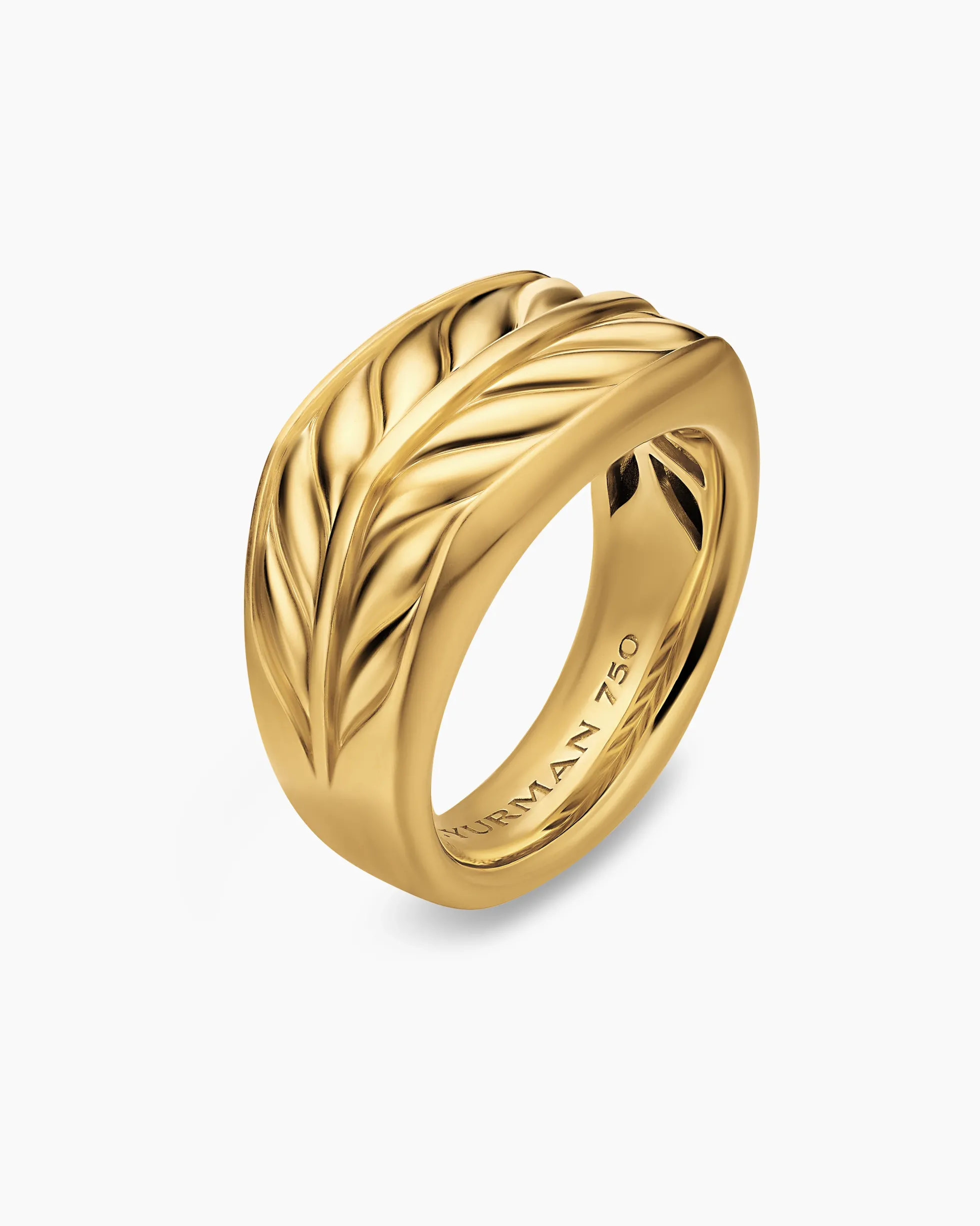 Chevron Three Sided Signet Ring 18K Yellow Gold, 12.5mm