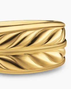 Chevron Three Sided Signet Ring 18K Yellow Gold, 12.5mm