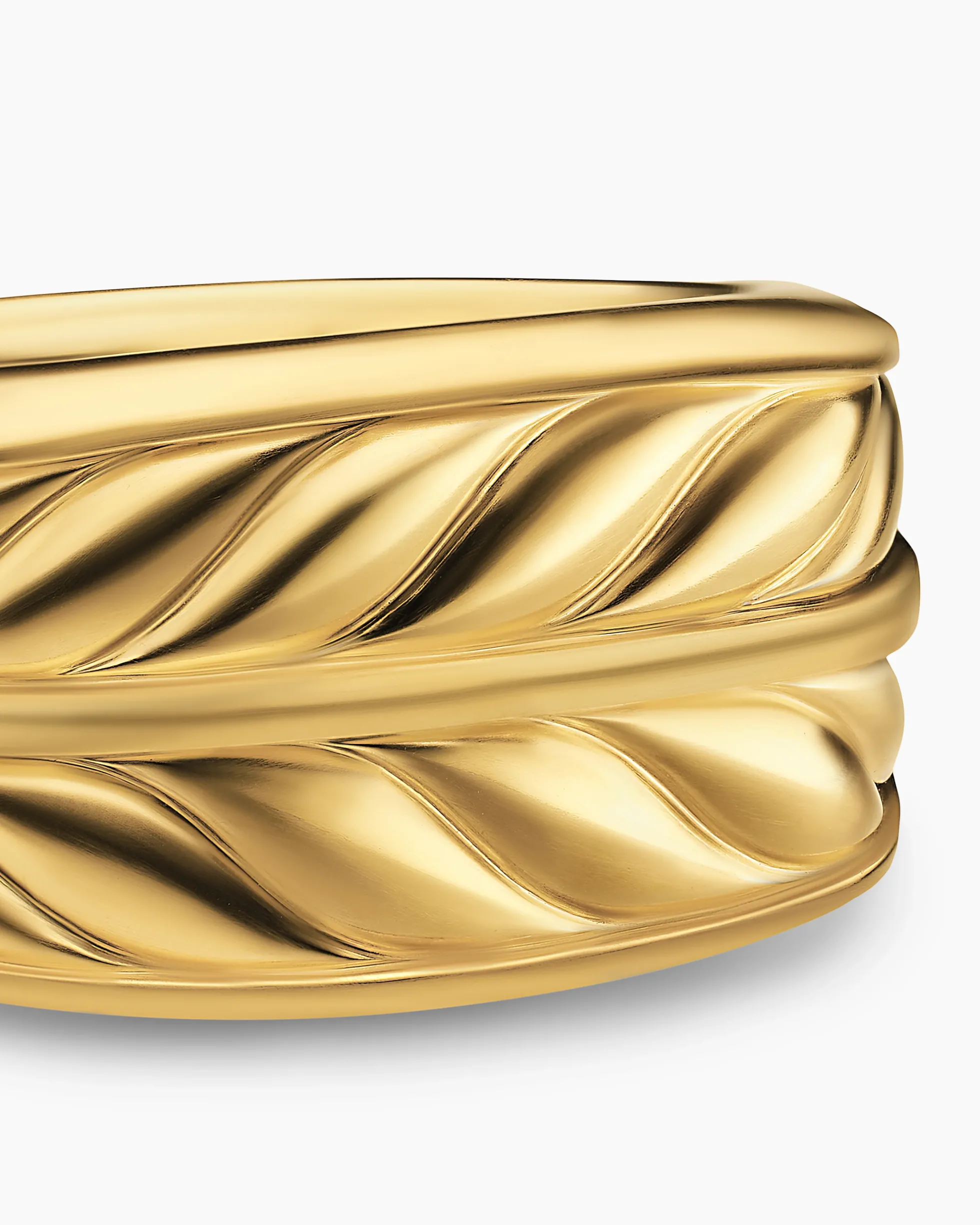 Chevron Three Sided Signet Ring 18K Yellow Gold, 12.5mm