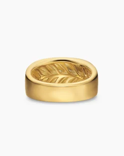 Chevron Three Sided Signet Ring 18K Yellow Gold, 12.5mm