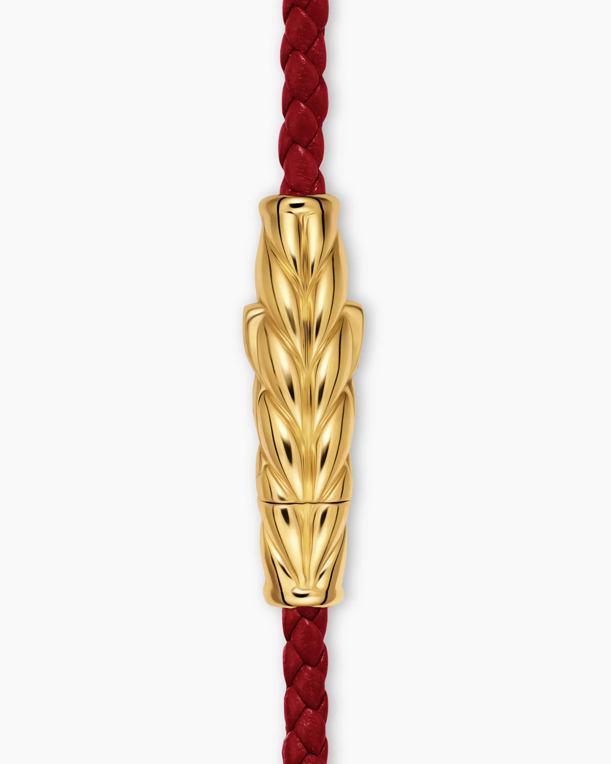 Chevron Triple Wrap Bracelet Red Leather with 18K Yellow Gold, 3mm