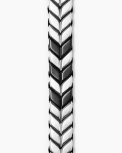 Chevron Woven Bracelet Black Titanium with Sterling Silver and Black Nylon, 12mm