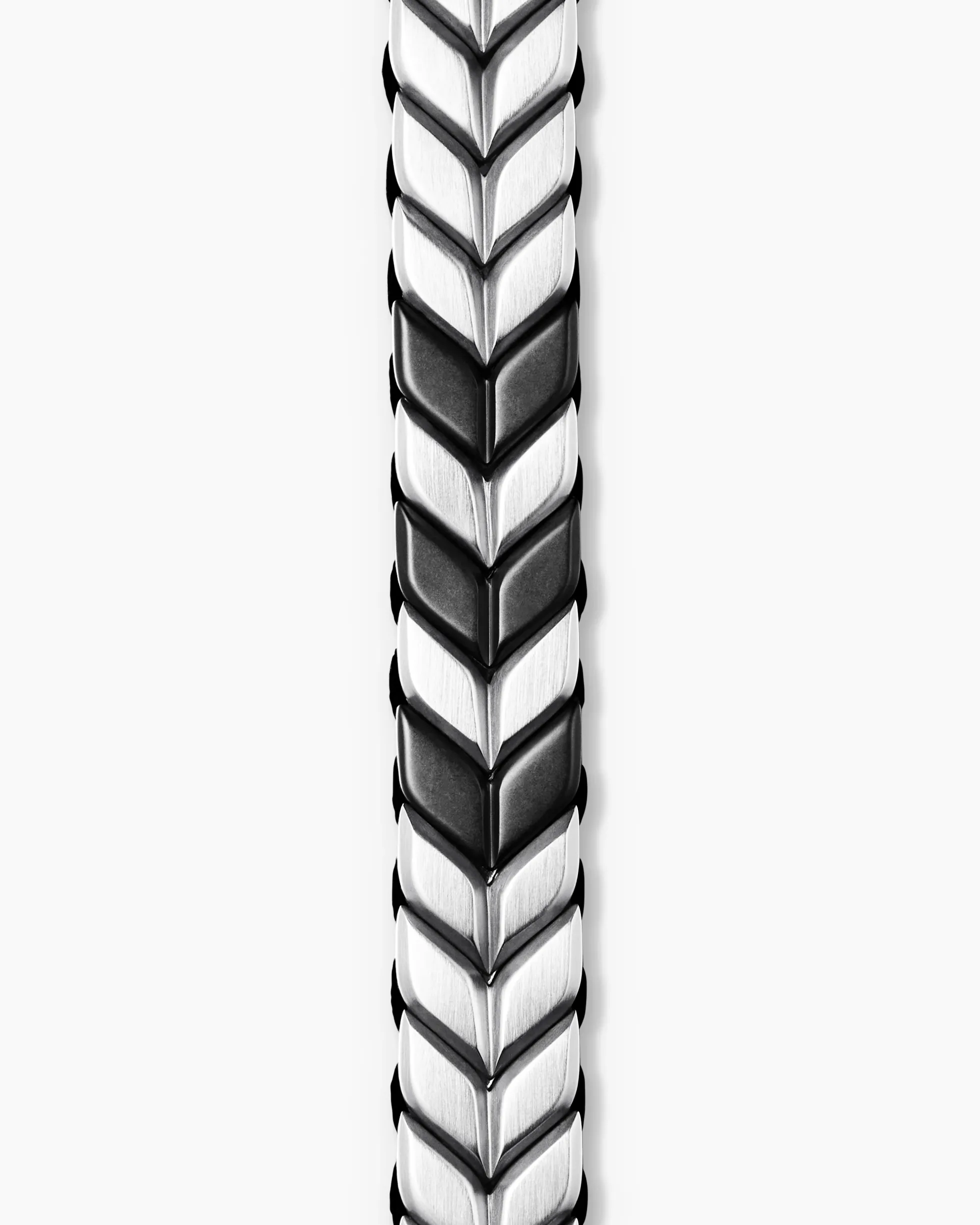 Chevron Woven Bracelet Black Titanium with Sterling Silver and Black Nylon, 12mm