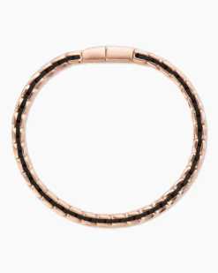 Chevron Woven Bracelet 18K Rose Gold and Black Nylon, 9mm