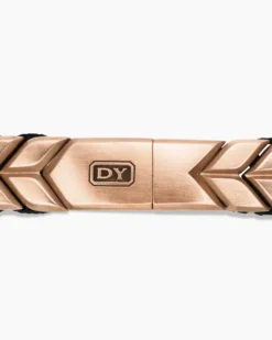 Chevron Woven Bracelet 18K Rose Gold and Black Nylon, 9mm