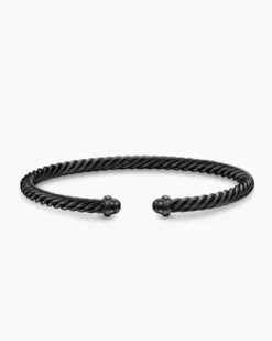 Classic Cable Bracelet Black Aluminum, 4mm
