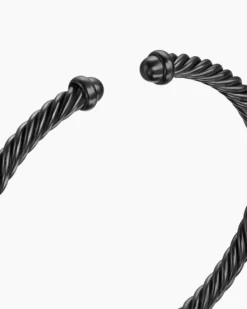 Classic Cable Bracelet Black Aluminum, 4mm