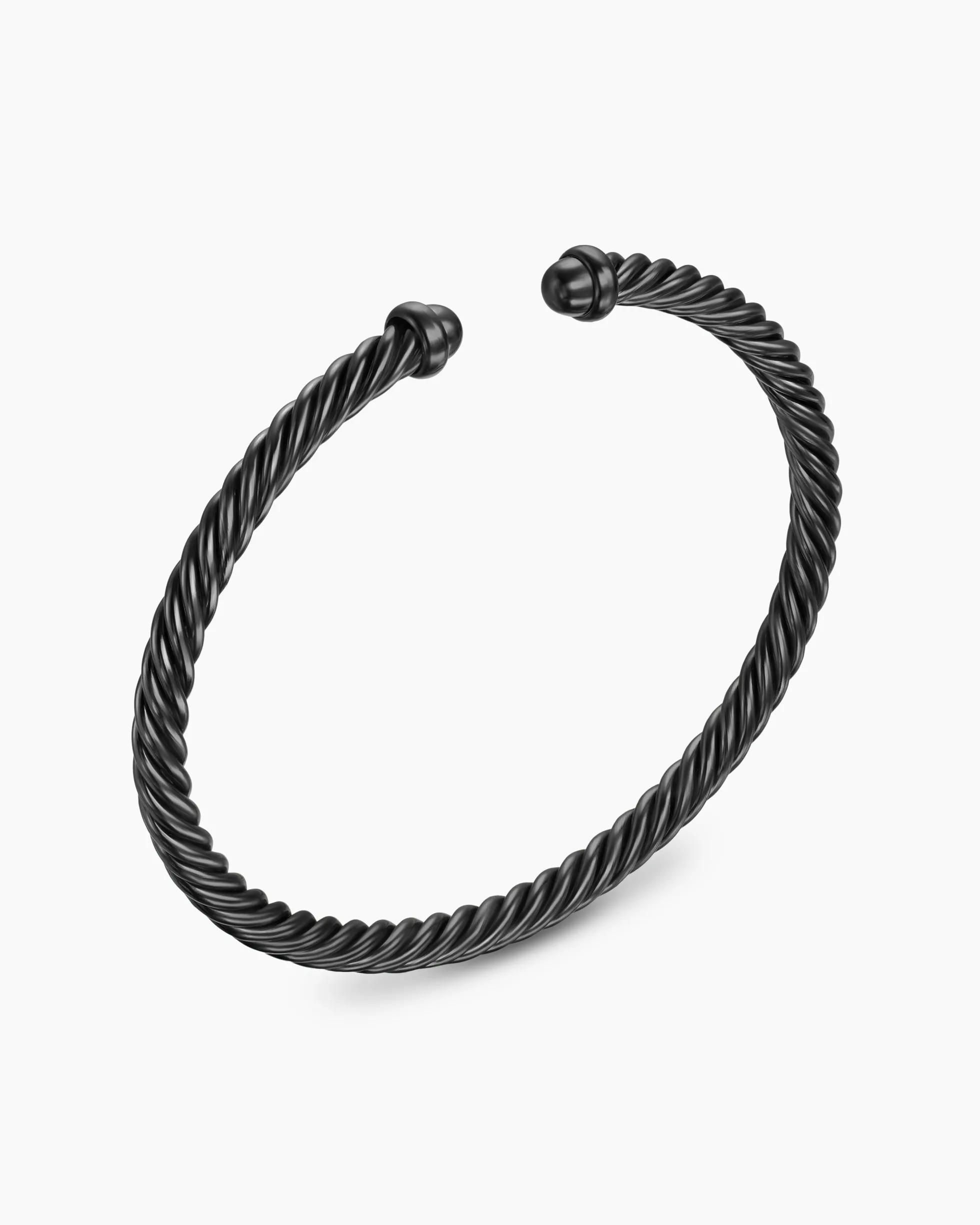 Classic Cable Bracelet Black Aluminum, 4mm