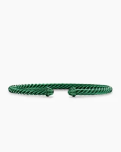 Classic Cable Bracelet Green Aluminum, 4mm