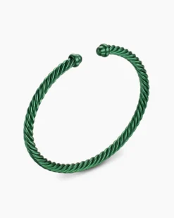 Classic Cable Bracelet Green Aluminum, 4mm