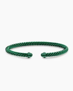 Classic Cable Bracelet Green Aluminum, 4mm