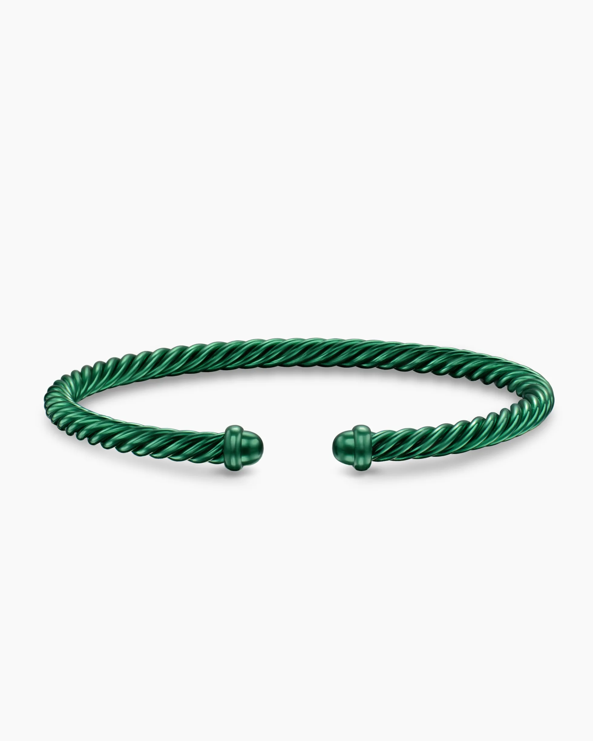 Classic Cable Bracelet Green Aluminum, 4mm