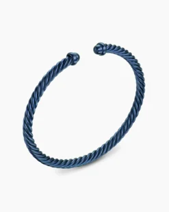Classic Cable Bracelet Navy Aluminum, 4mm
