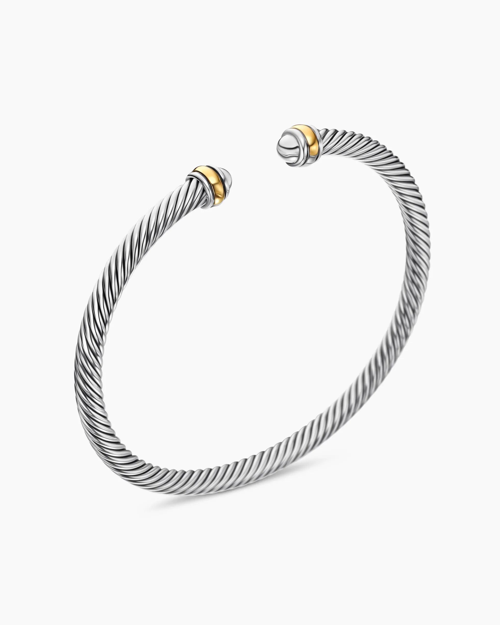 Classic Cable Bracelet Sterling Silver with 18K Yellow Gold, 4mm