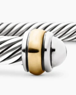 Classic Cable Bracelet Sterling Silver with 18K Yellow Gold, 4mm