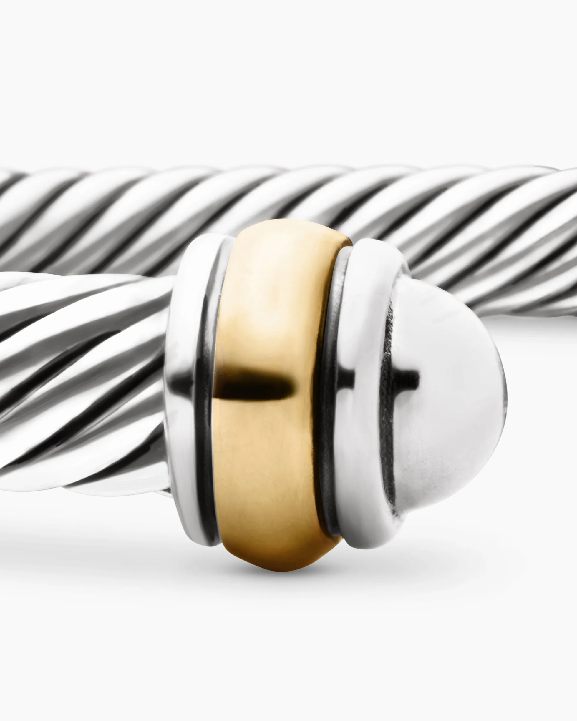 Classic Cable Bracelet Sterling Silver with 18K Yellow Gold, 4mm
