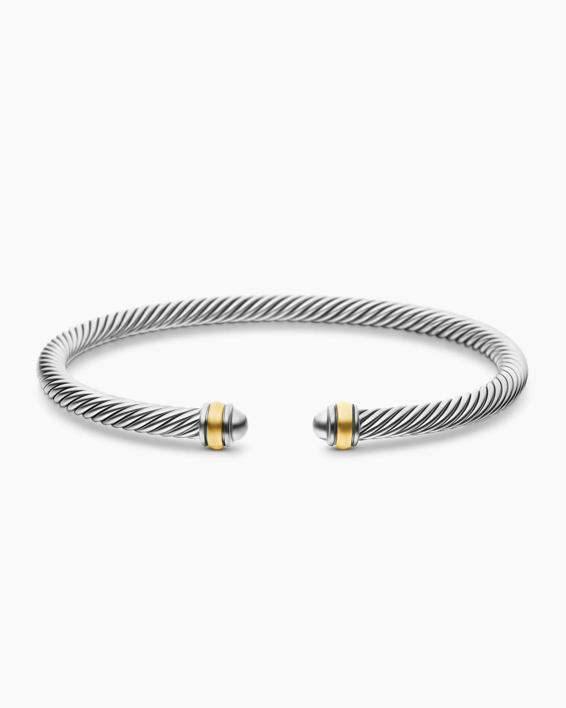 Classic Cable Bracelet Sterling Silver with 18K Yellow Gold, 4mm