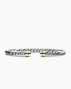Classic Cable Bracelet Sterling Silver with 18K Yellow Gold, 4mm