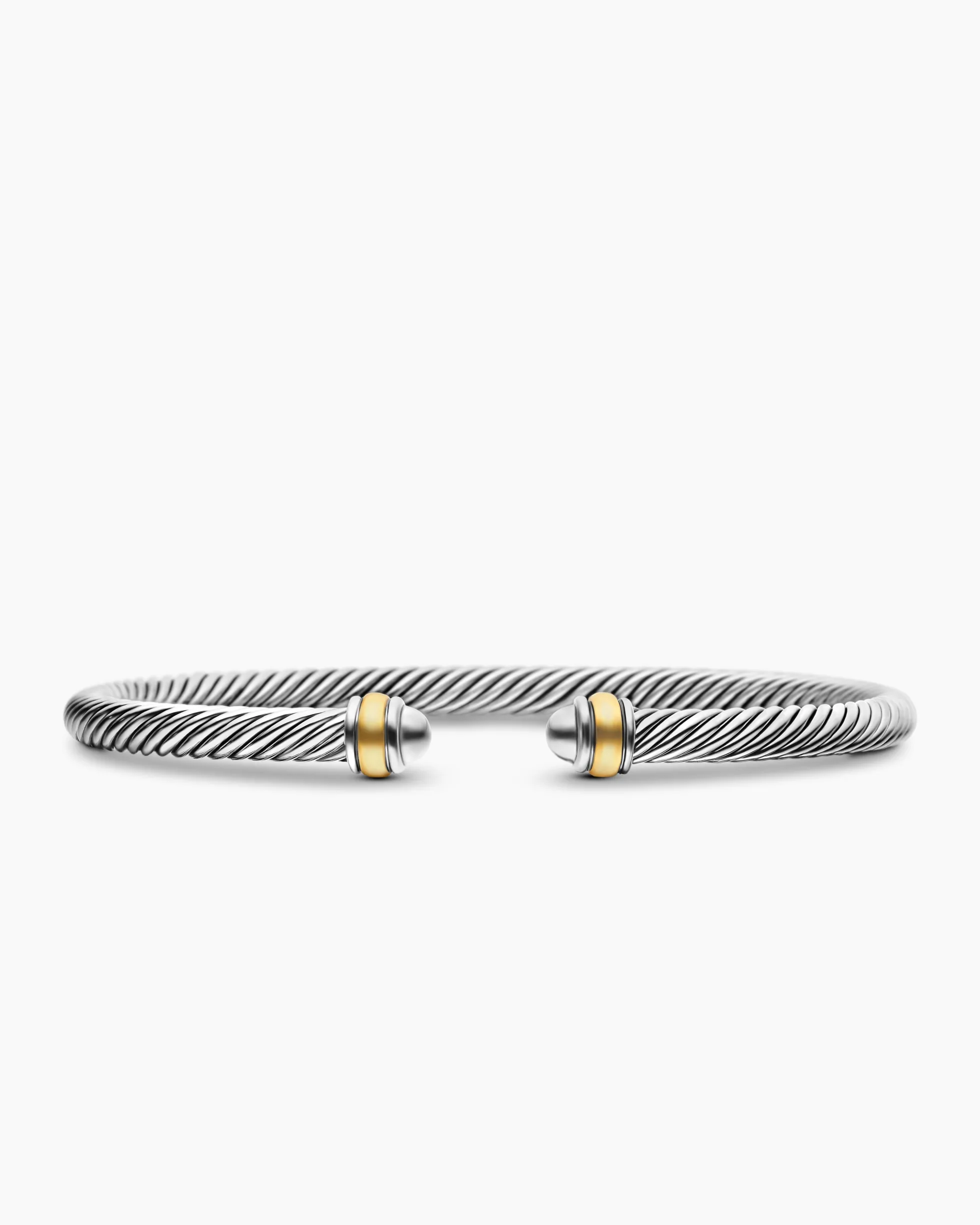 Classic Cable Bracelet Sterling Silver with 18K Yellow Gold, 4mm