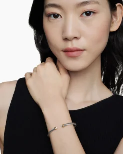 Classic Cable Bracelet Sterling Silver with 18K Yellow Gold and Pearls, 4mm