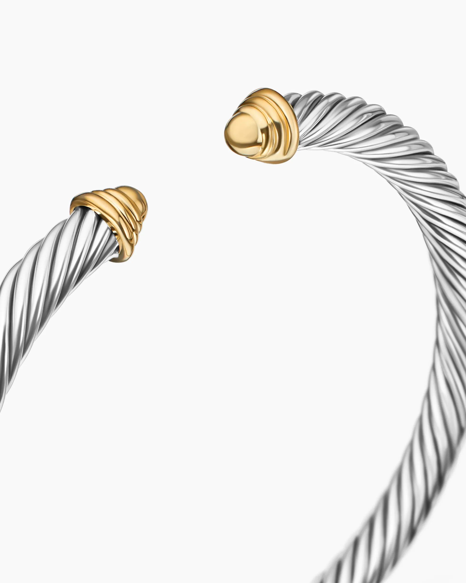 Classic Cable Bracelet Sterling Silver with 14K Yellow Gold Domes, 5mm