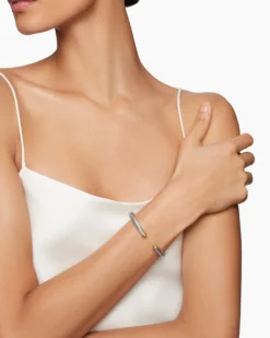 Classic Cable Bracelet Sterling Silver with 14K Yellow Gold Domes, 5mm