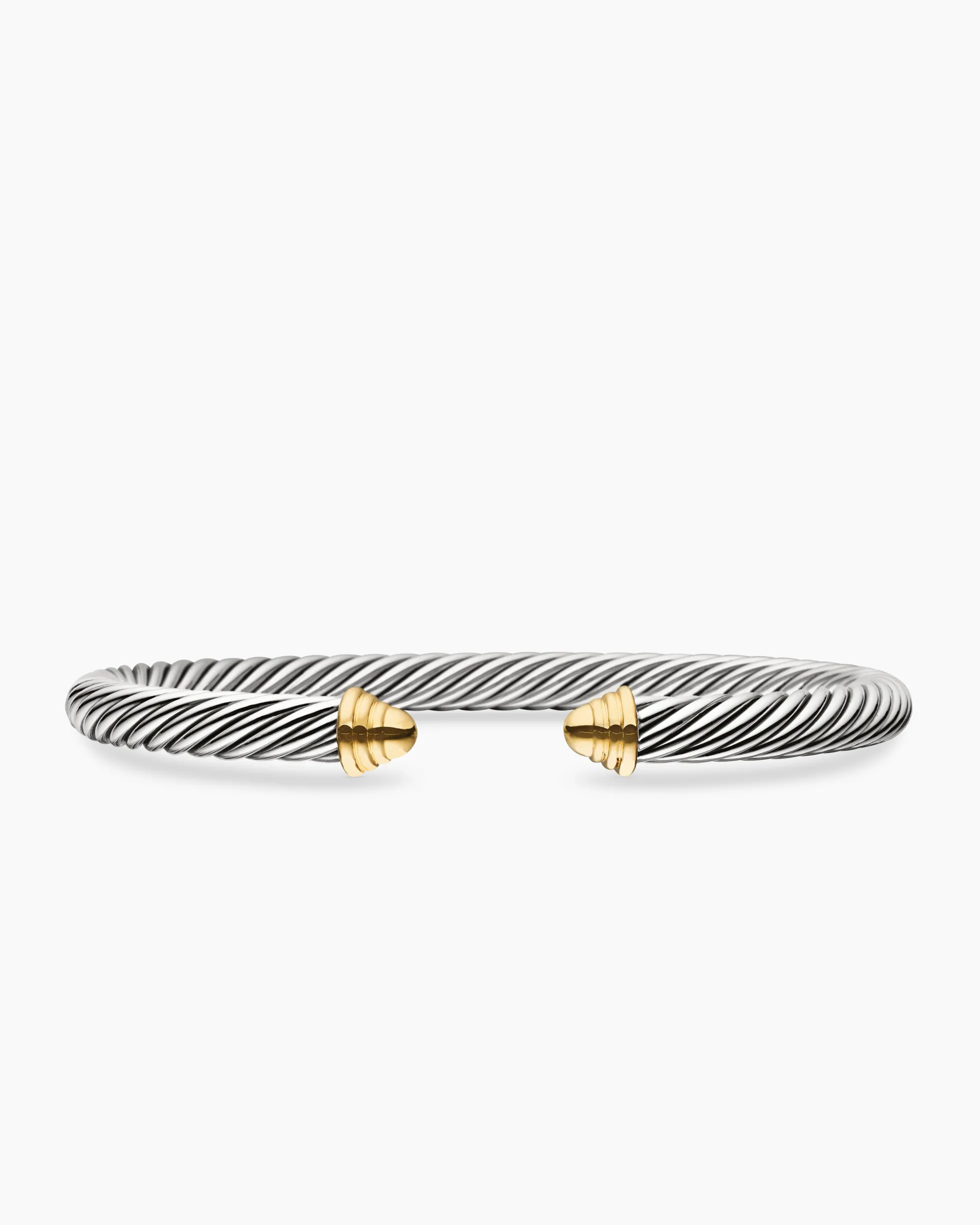 Classic Cable Bracelet Sterling Silver with 14K Yellow Gold Domes, 5mm