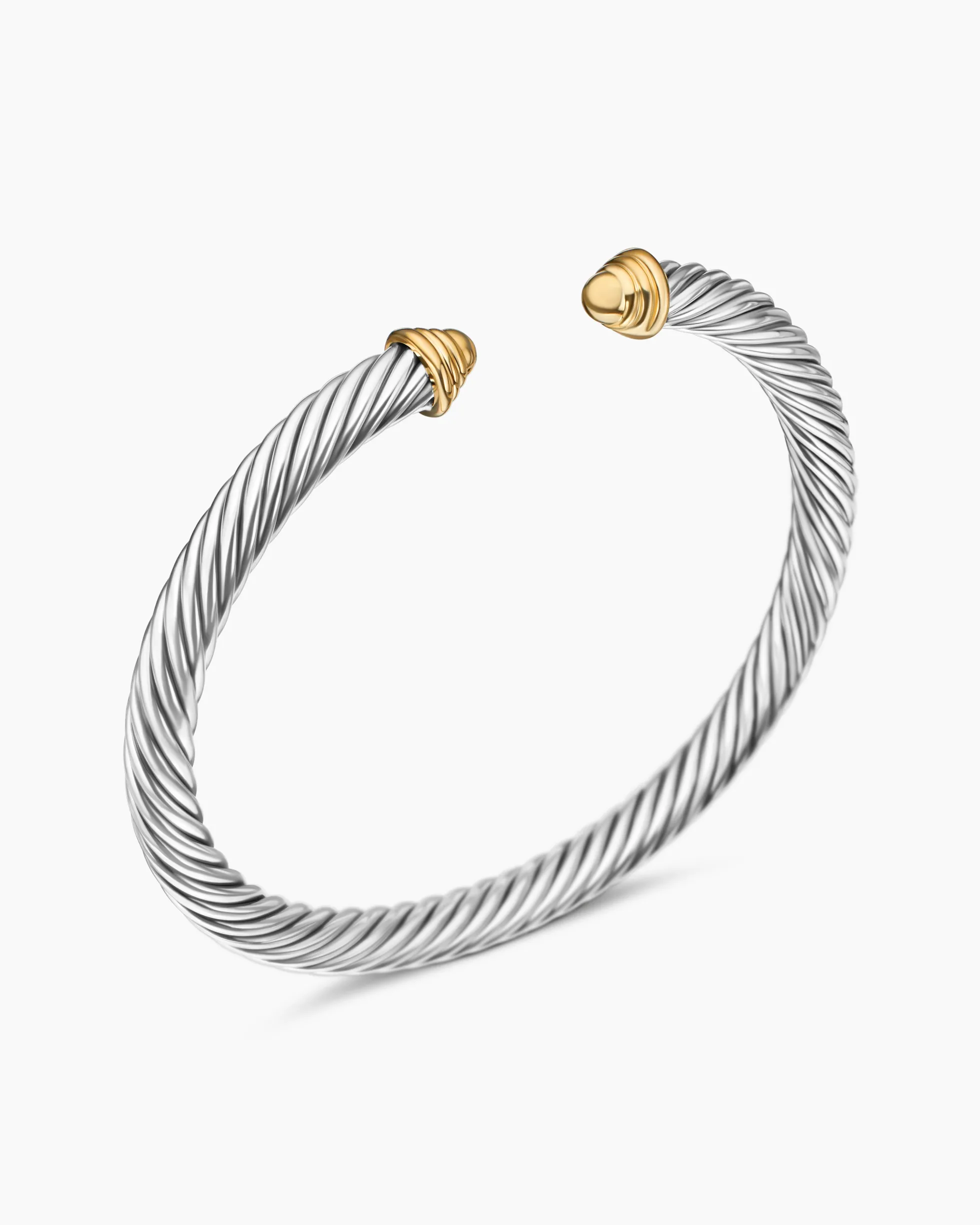 Classic Cable Bracelet Sterling Silver with 14K Yellow Gold Domes, 5mm