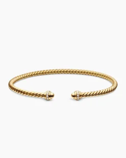 Classic Cablespira® Bracelet 18K Yellow Gold with Diamonds, 3mm