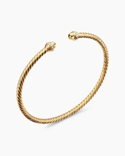 Classic Cablespira® Bracelet 18K Yellow Gold with Diamonds, 3mm