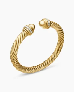 Classic Cablespira® Bracelet 18K Yellow Gold with Gold Domes and Diamonds, 7mm