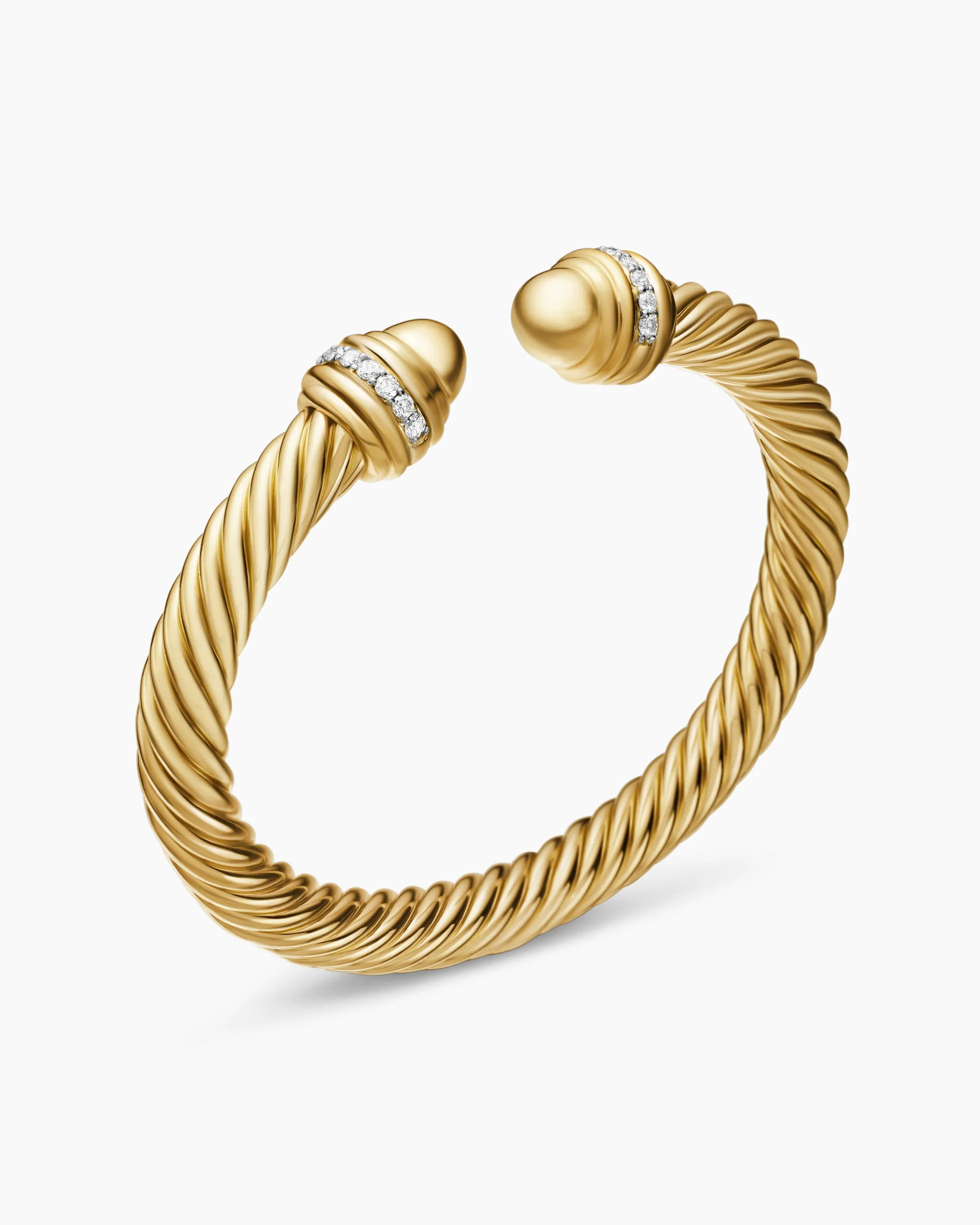 Classic Cablespira® Bracelet 18K Yellow Gold with Gold Domes and Diamonds, 7mm