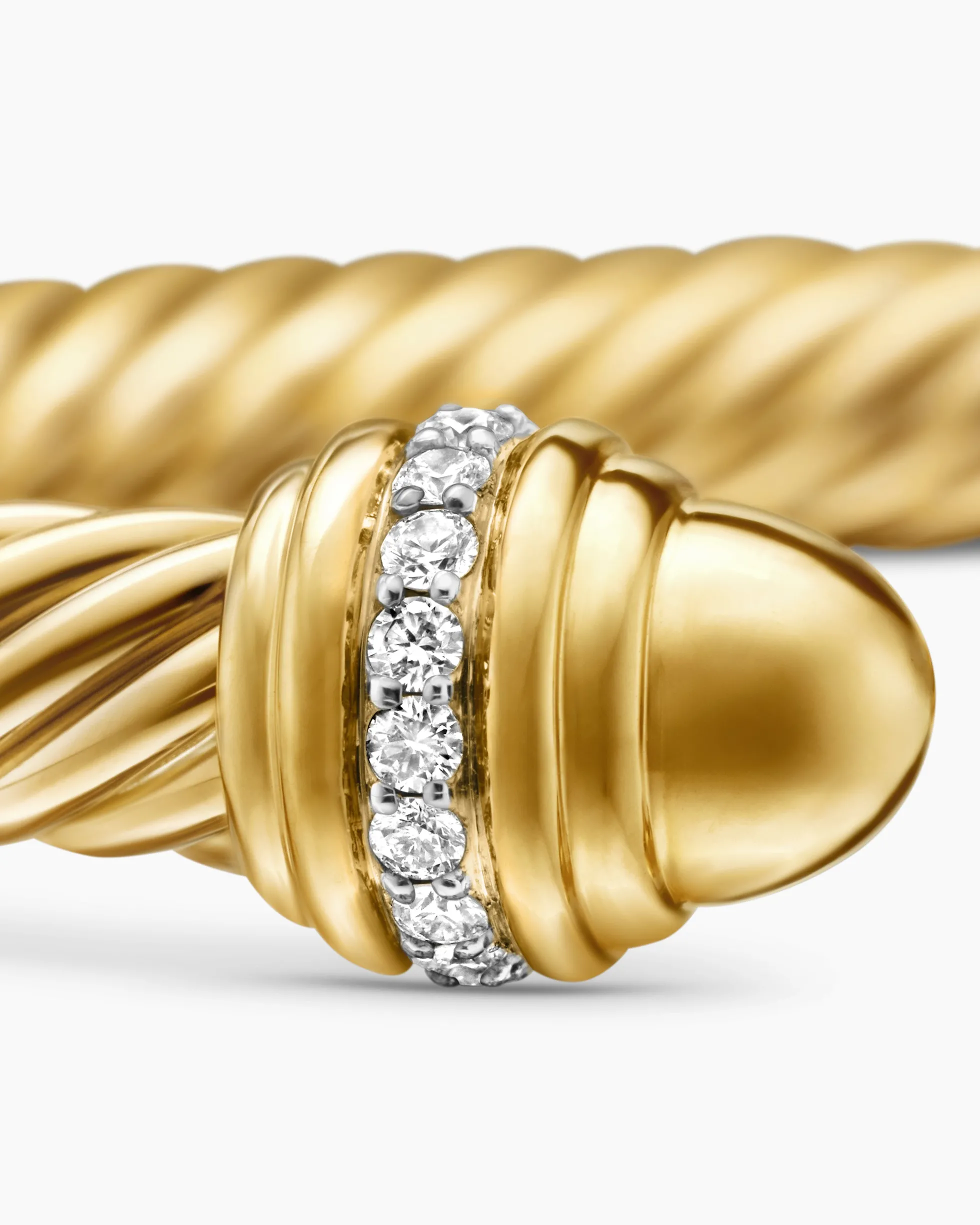 Classic Cablespira® Bracelet 18K Yellow Gold with Gold Domes and Diamonds, 7mm