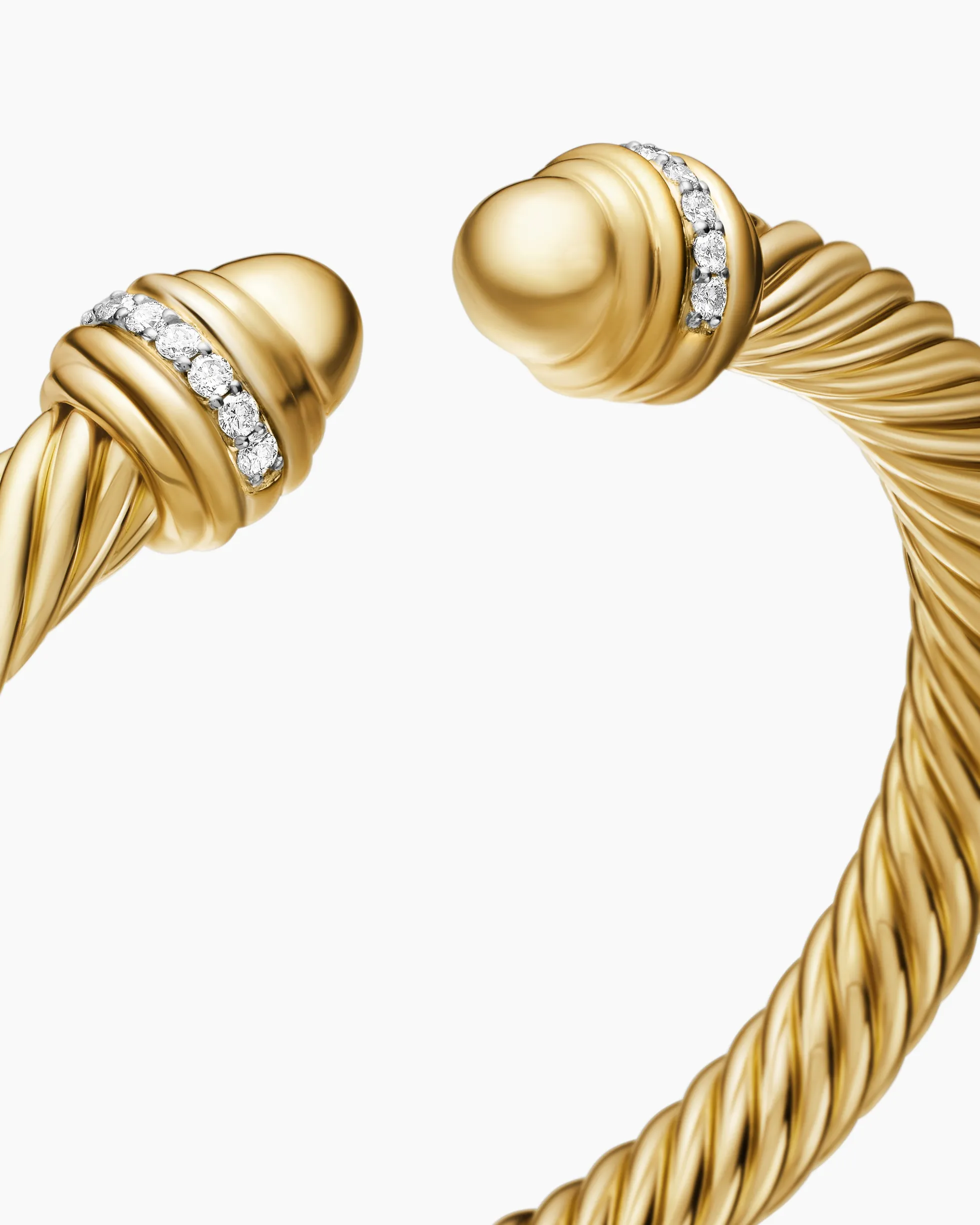 Classic Cablespira® Bracelet 18K Yellow Gold with Gold Domes and Diamonds, 7mm