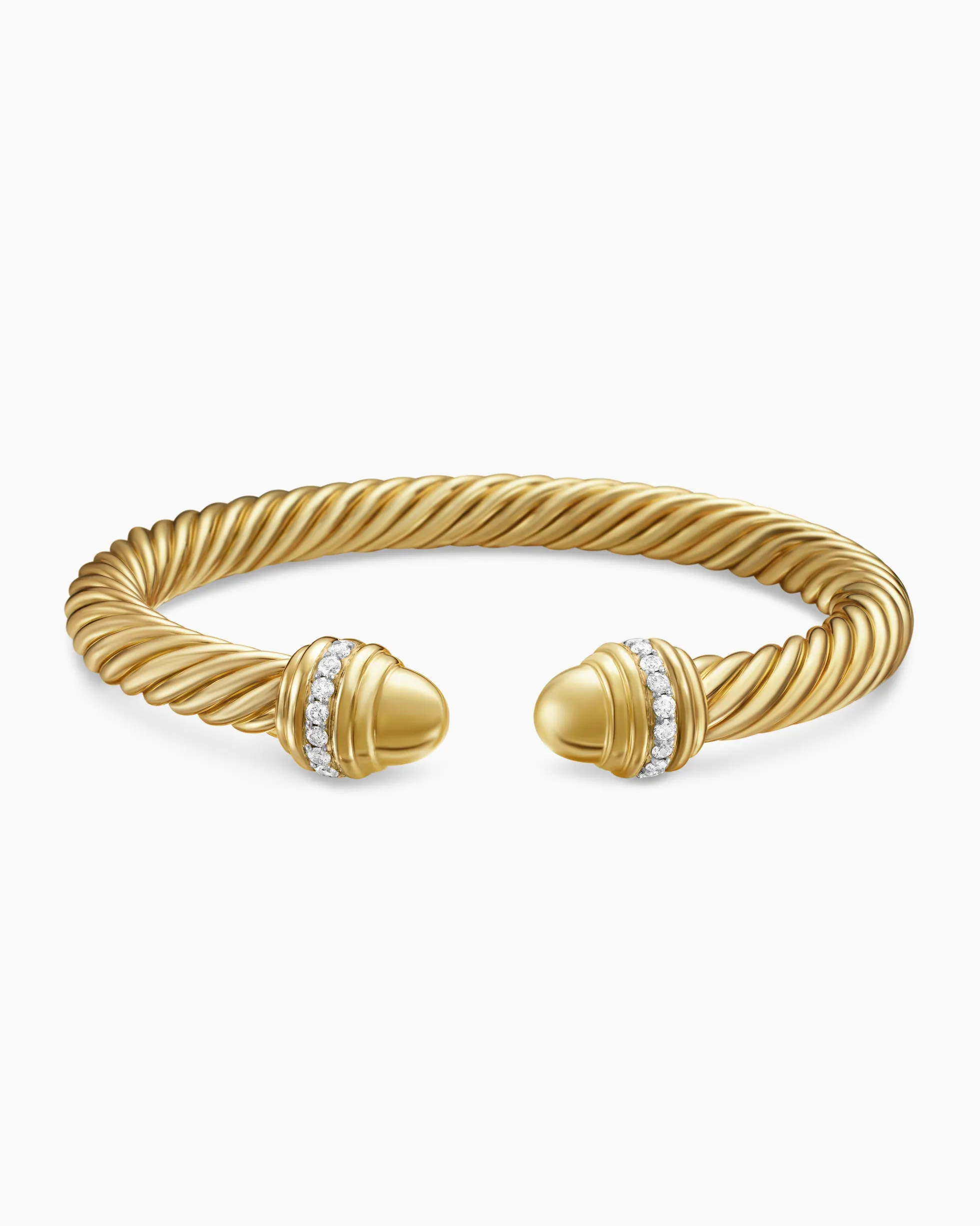 Classic Cablespira® Bracelet 18K Yellow Gold with Gold Domes and Diamonds, 7mm
