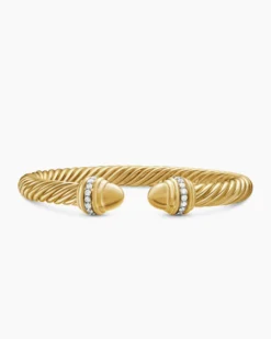 Classic Cablespira® Bracelet 18K Yellow Gold with Gold Domes and Diamonds, 7mm