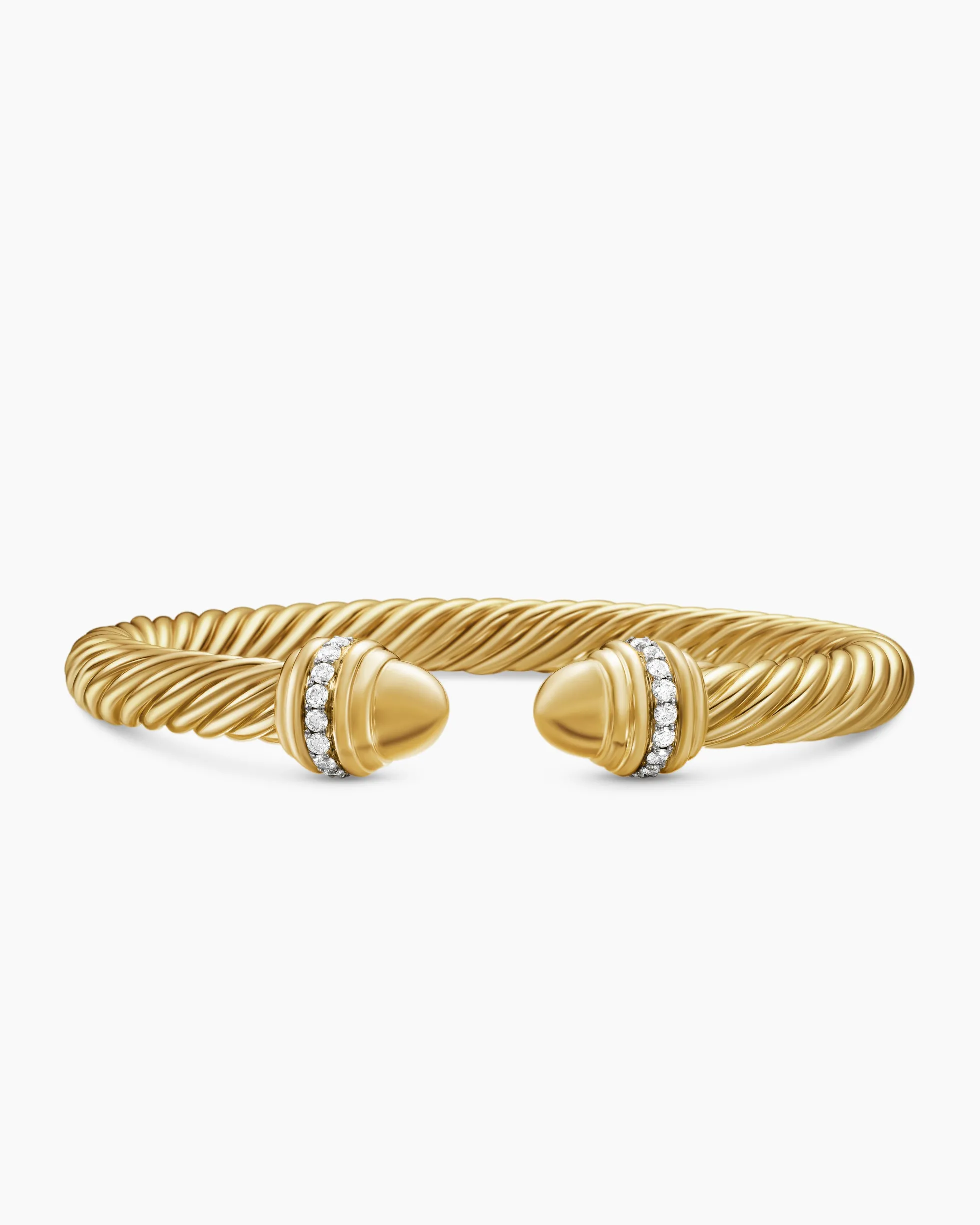 Classic Cablespira® Bracelet 18K Yellow Gold with Gold Domes and Diamonds, 7mm