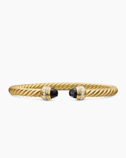 Classic Cablespira® Bracelet 18K Yellow Gold with Black Onyx and Diamonds, 5mm